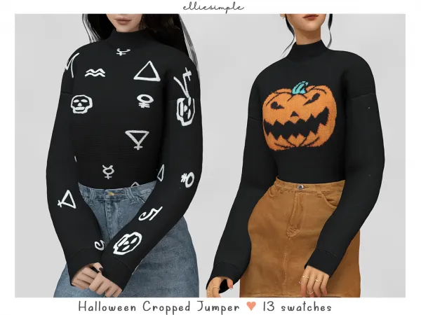 Alpha elliesimple halloween cropped jumper - The Sims 4 Custom Content