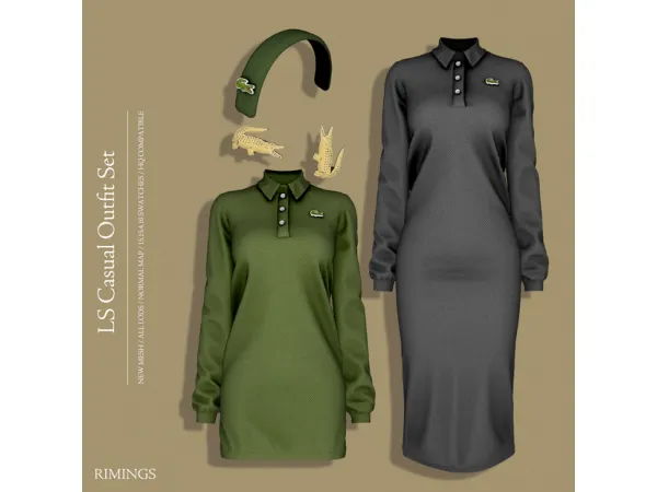 Alpha LS Casual Outfit Set by RIMINGS - The Sims 4 Custom Content