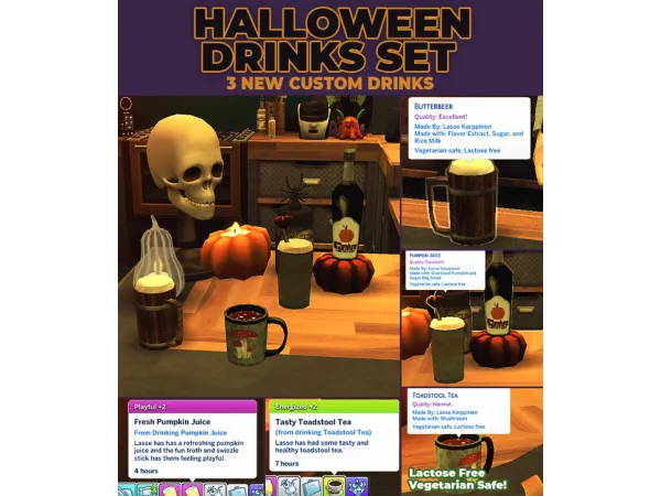 Maxis Match Halloween Drinks Set 3 New Custom Drink Recipies by Robin - The Sims 4 Custom Content