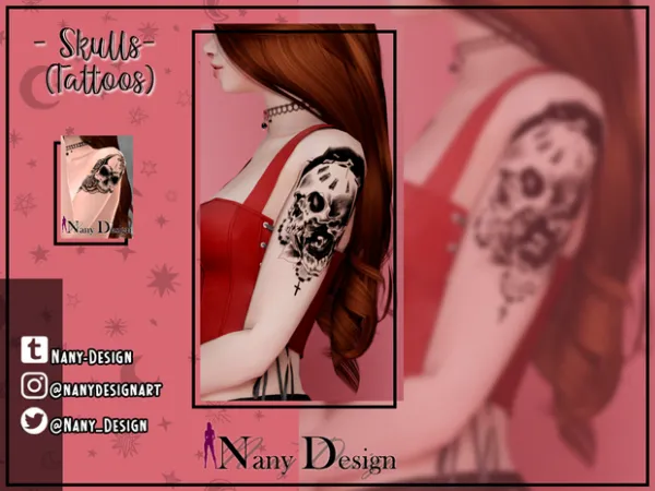 Mix Skulls (Tattoos) by Nany Design - The Sims 4 Custom Content