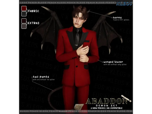 Alpha PEACH Abaddon Demon Set by Kleos Sims - The Sims 4 Custom Content