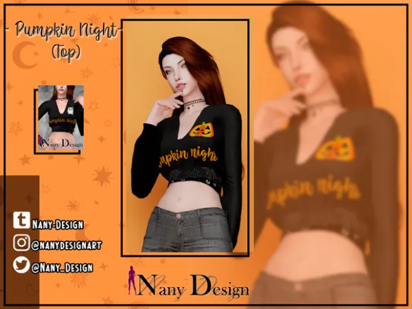 Alpha Pumpking Night (Top) by simsfinds - The Sims 4 Custom Content