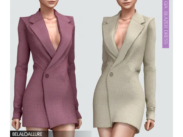 Alpha Belaloallure Gia blazer dress - The Sims 4 Custom Content