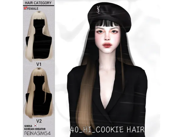 Alpha HAIR 40_HI COOKIE by Reina Sims4 - The Sims 4 Custom Content