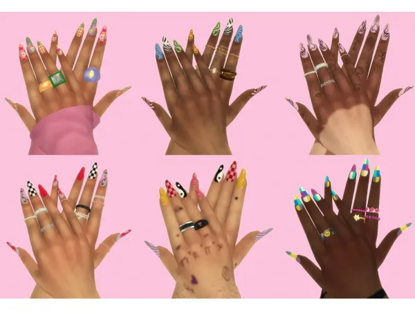 Mix Mismatched Nails 3 by kissyck - The Sims 4 Custom Content