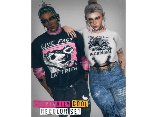 Alpha Criminally Cool Recolor Set (Simblreen 2022 Gift 1) - The Sims 4 Custom Content