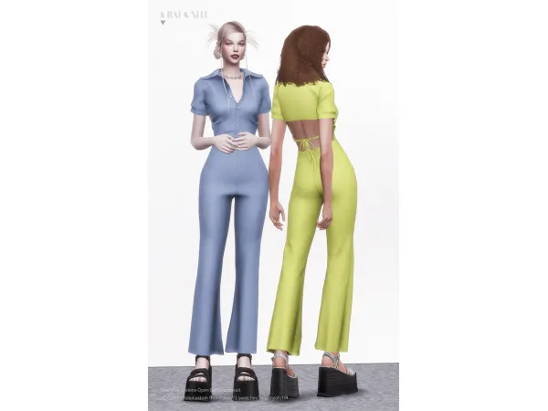 Alpha Dear Alex Joelene Open Back Jumpsuit by Charonlee SIMS - The Sims 4 Custom Content