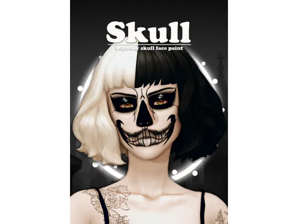 Mix SKULL a spooky skull face paint by Lady Simmer - The Sims 4 Custom Content