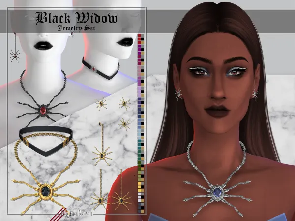 Alpha Black Widow Jewelry Set by Regina Raven - The Sims 4 Custom Content