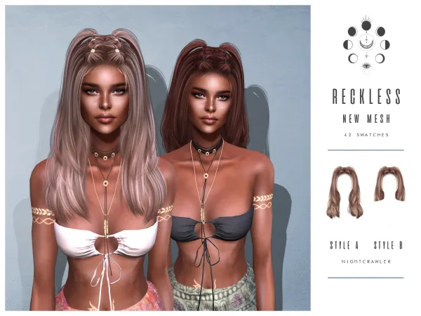 Alpha nightcrawler reckless hair - The Sims 4 Custom Content