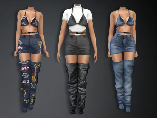 Alpha top and skirt - The Sims 4 Custom Content