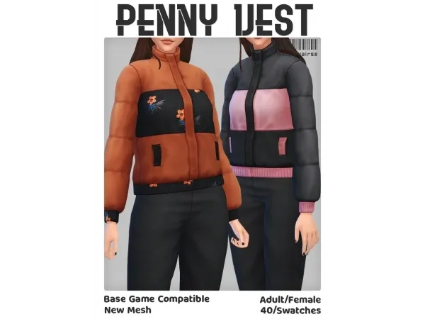 Maxis Match Penny vest by pixelunivairse - The Sims 4 Custom Content