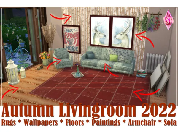 Maxis Match Autumn Livingroom 2022 - The Sims 4 Custom Content