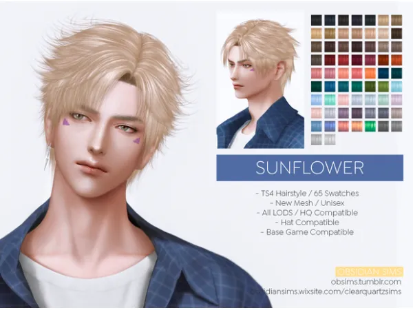 Alpha SUNFLOWER HAIRSTYLE New mesh - The Sims 4 Custom Content