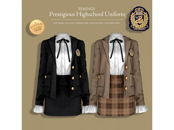Alpha [RIMINGS] Prestigious Highschool Uniform - The Sims 4 Custom Content