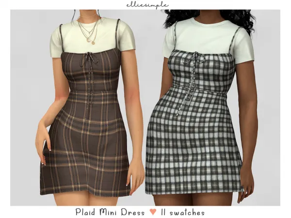 Alpha elliesimple plaid mini dress - The Sims 4 Custom Content