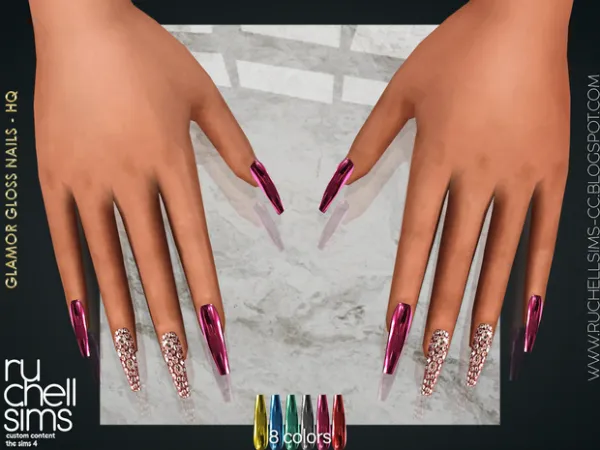 Alpha Glamor Gloss Nails Free - The Sims 4 Custom Content