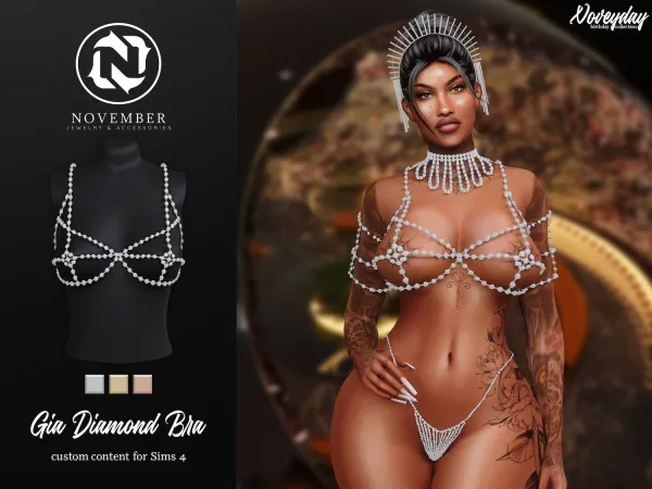 Alpha November Gia Diamond Bra - The Sims 4 Custom Content