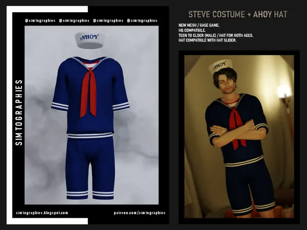 Mix Steve Costume and Ahoy Hat - The Sims 4 Custom Content