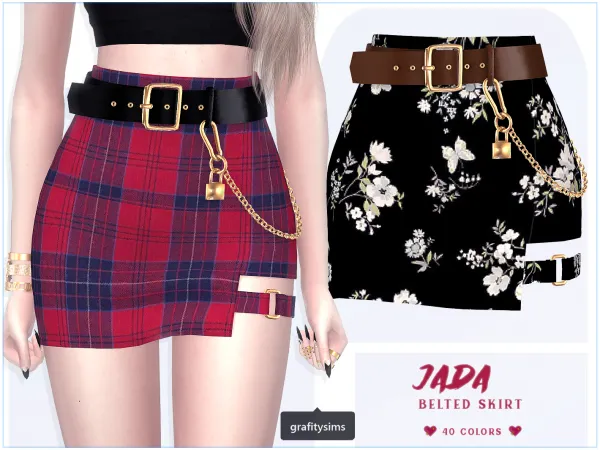 Alpha Jada Belted Skirt - The Sims 4 Custom Content