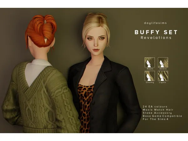 Maxis Match BUFFY HAIR SET Revelations - The Sims 4 Custom Content