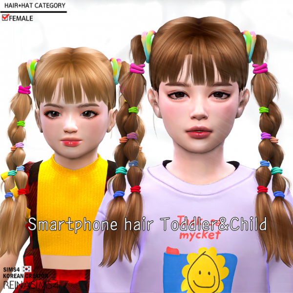 Alpha Smartphone hair_ToddlerChild Version by simsfinds - The Sims 4 Custom Content
