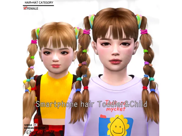 Alpha Smartphone hair_ToddlerChild Version by ReinaSims4 - The Sims 4 Custom Content