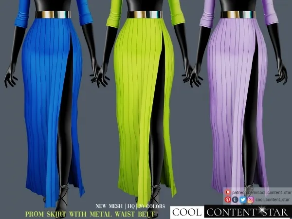 Alpha PROM SKIRT WITH METAL WAIST BELT cool_content_star - The Sims 4 Custom Content