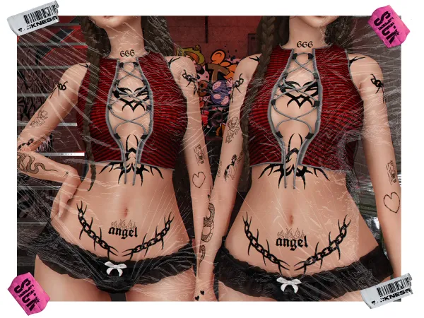 Mix DITYMINITOP AND SWEETIE TATTOOS - The Sims 4 Custom Content