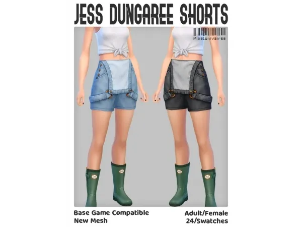 Maxis Match Jess dungaree shorts - The Sims 4 Custom Content
