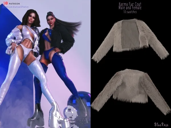 Alpha Karma Fur Coat Br sims - The Sims 4 Custom Content