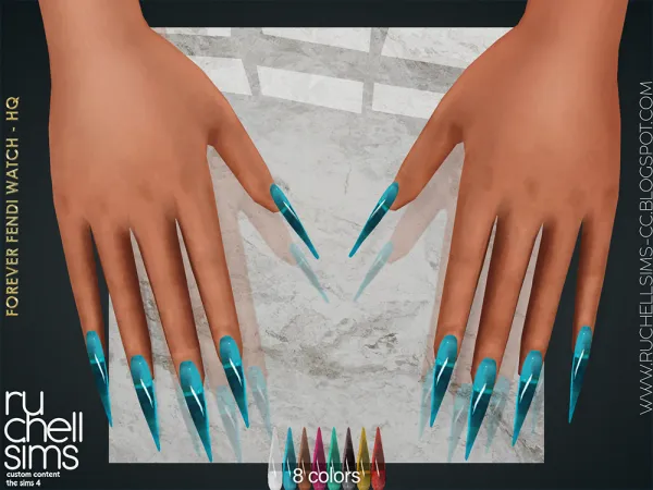 Alpha CRYSTALLINE SEA NAILS - The Sims 4 Custom Content