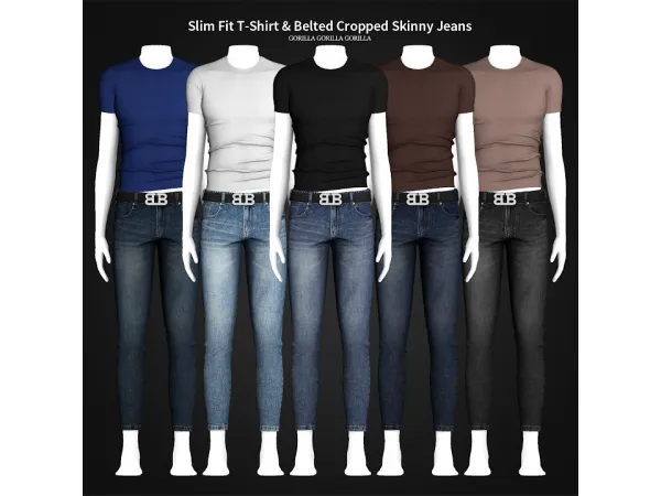Alpha Slim Fit T Shirt Belted Cropped Skinny Jeans - The Sims 4 Custom Content