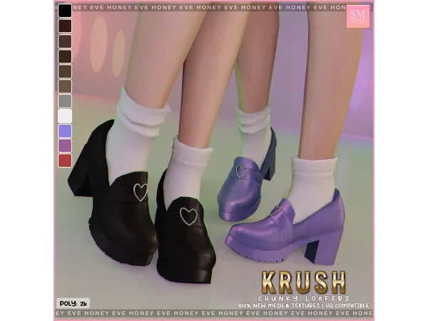 Alpha Krush Chunky Loafers - The Sims 4 Custom Content