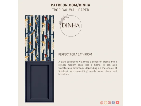 Mix Dinha Tropical Wallpaper - The Sims 4 Custom Content