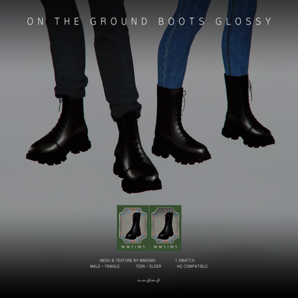 Alpha MMSIMS On The Ground Boots Glossy by simsfinds - The Sims 4 Custom Content