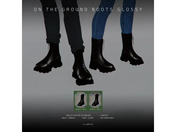 Alpha MMSIMS On The Ground Boots Glossy - The Sims 4 Custom Content
