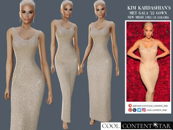 Alpha Kim Kardashian'S Gown from Met Gala 2022 cool_content_star - The Sims 4 Custom Content