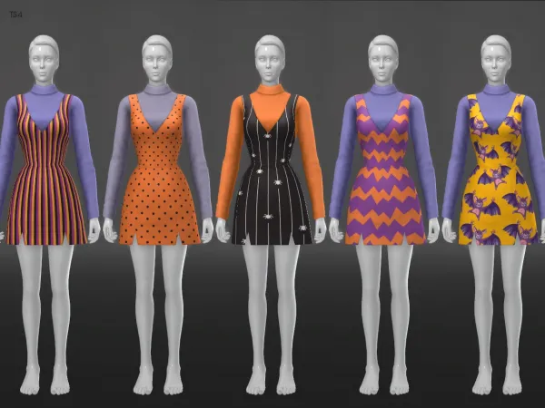 Maxis Match Autumn Dress Halloween edition - The Sims 4 Custom Content