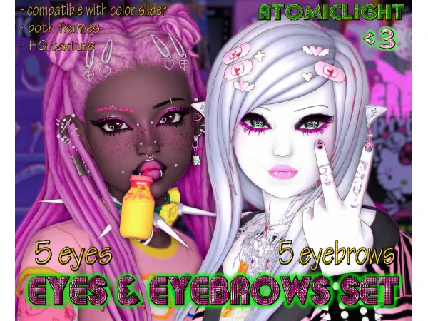 Mix EYES EYEBROWS SET by ATOMICLIGHT - The Sims 4 Custom Content