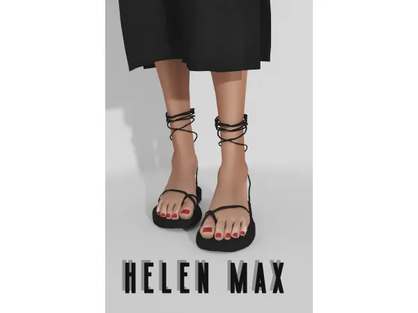 Alpha Black Sandals by Helen Max - The Sims 4 Custom Content
