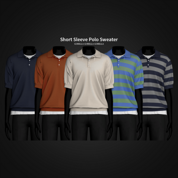 Alpha Short Sleeve Polo Sweater by simsfinds - The Sims 4 Custom Content