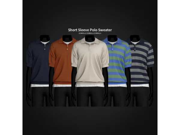 Alpha Short Sleeve Polo Sweater - The Sims 4 Custom Content