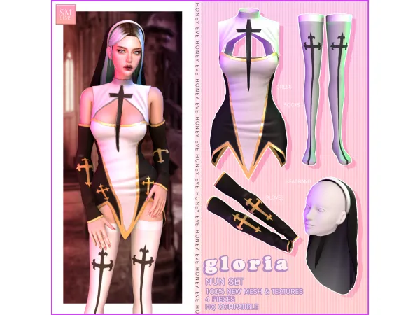 Alpha Gloria Nun Costume Set - The Sims 4 Custom Content
