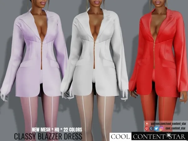 Alpha Blazer Dress and Tights cool_content_star - The Sims 4 Custom Content