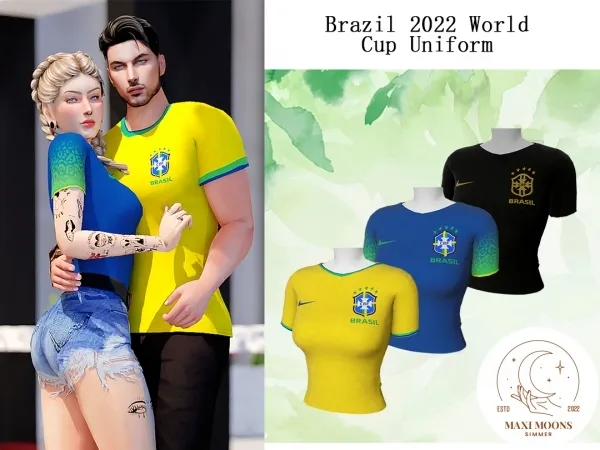 Alpha Brazil 2022 World Cup Uniform - The Sims 4 Custom Content