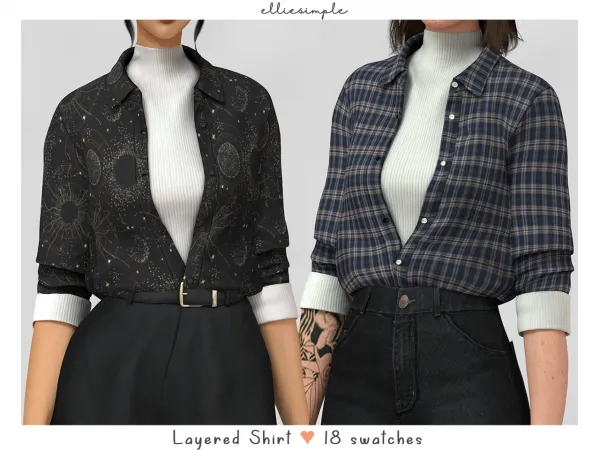 Alpha elliesimple layered shirt - The Sims 4 Custom Content