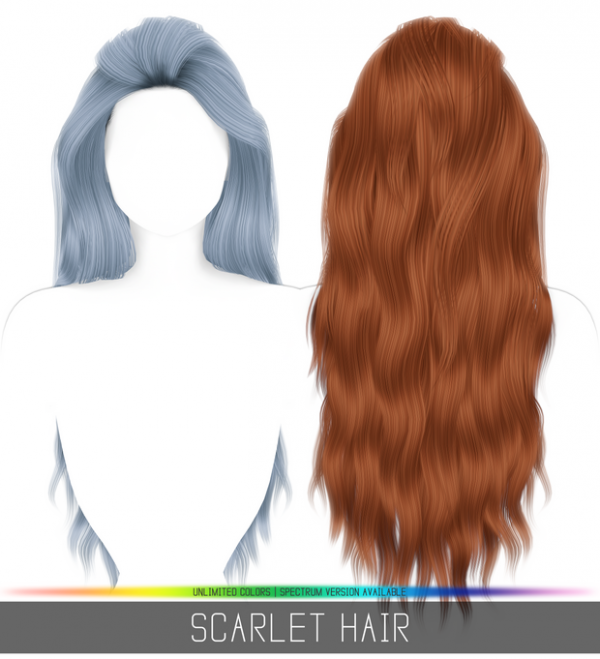 Alpha SCARLET HAIR by simsfinds - The Sims 4 Custom Content