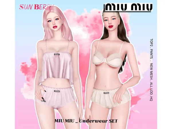 Alpha [SUNBERRY] MIU MIU_ Pajamas SET - The Sims 4 Custom Content