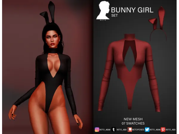 Alpha Bunny Girl Set - The Sims 4 Custom Content